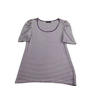 Apt 9 Womens Top Size L Striped Purple White Scoop Neck